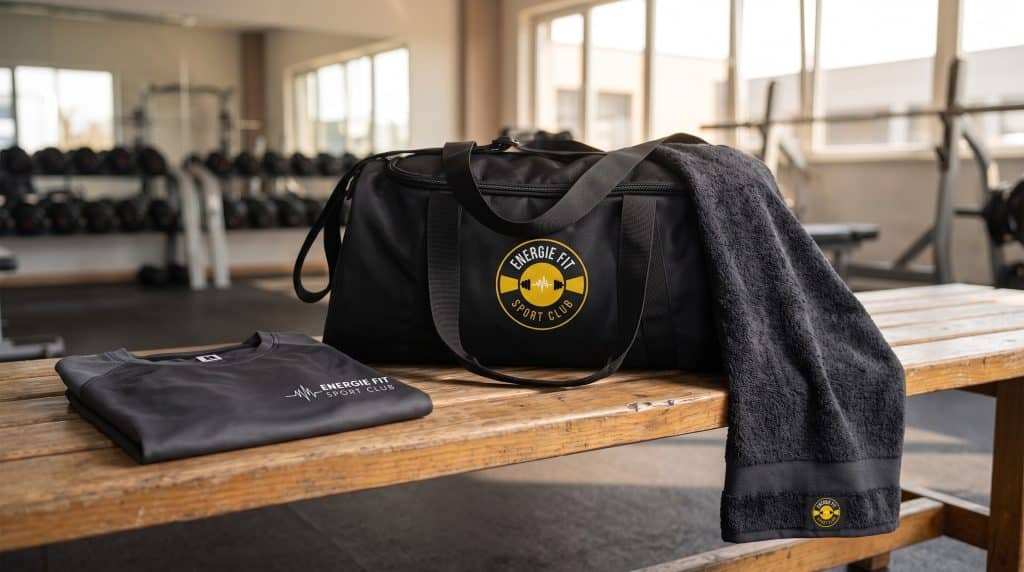 t-shirt sac de sport et serviette personnalisés